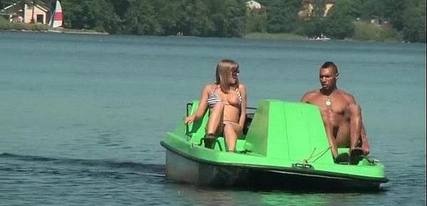  Titted blonde fucked hard in a boat